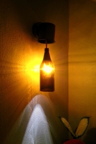 A beer bottle as an accent light. (Photo/Kendra Yost)